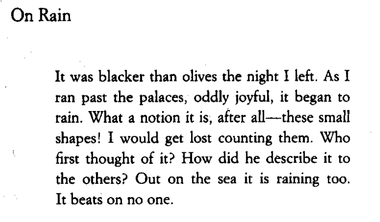 Anne Carson quote: I mean, every thought starts over, so every