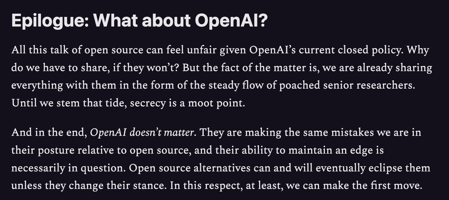 The leaked Google memo and OpenAI's moats