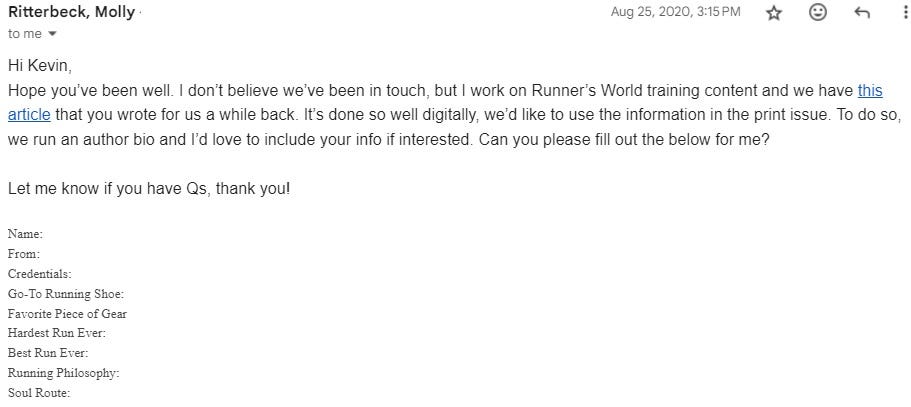 Why would Runner's World fire someone from its editorial staff for
