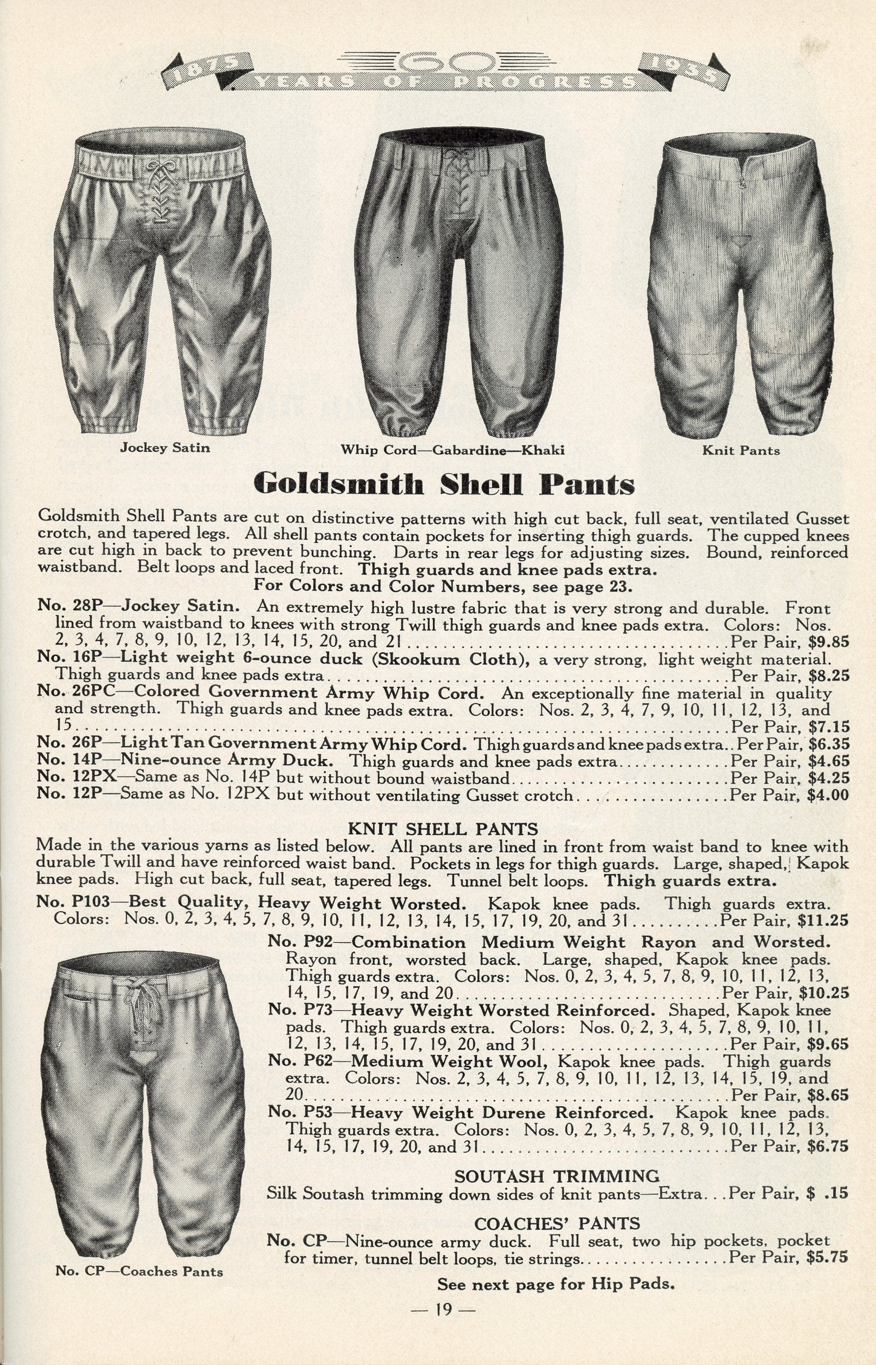 Today's Tidbit 1935 GoldSmith Sports Equipment Pants ($)