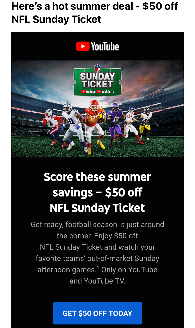 NFL Sunday Ticket: Offers Monthly Payments, Student Rate, 54% OFF