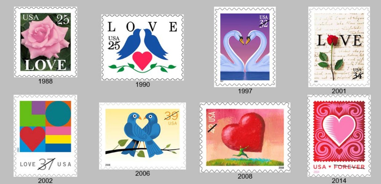 A History of Love Stamps - The Portland Stamp Company