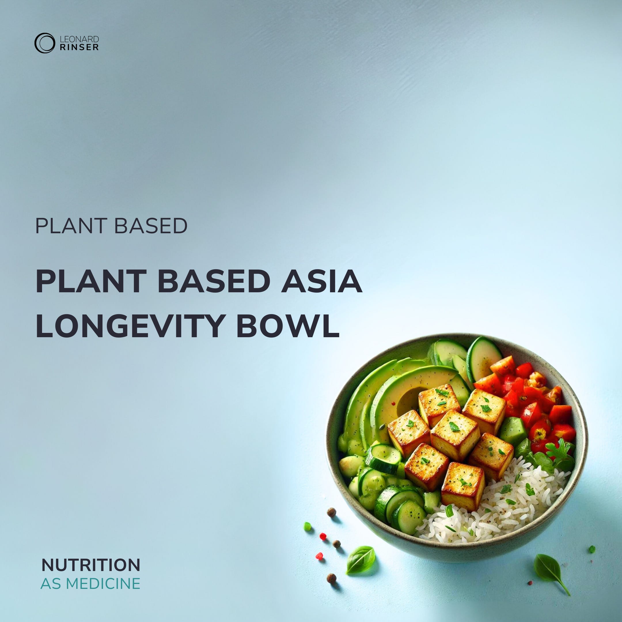 Plant based Crunchy Tofu Longevity Bowl with Fresh Veggies