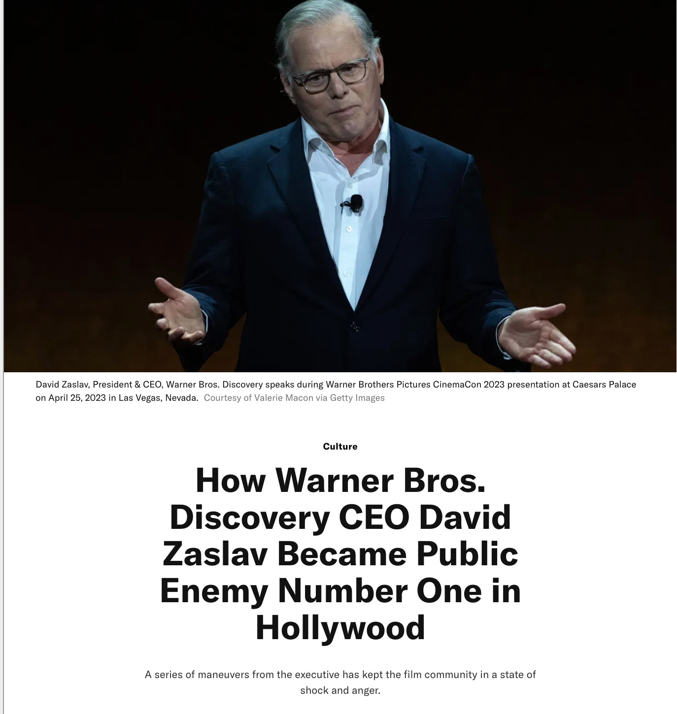 GQ Removes Article Critical of Warner Bros. Discovery CEO - The New York  Times