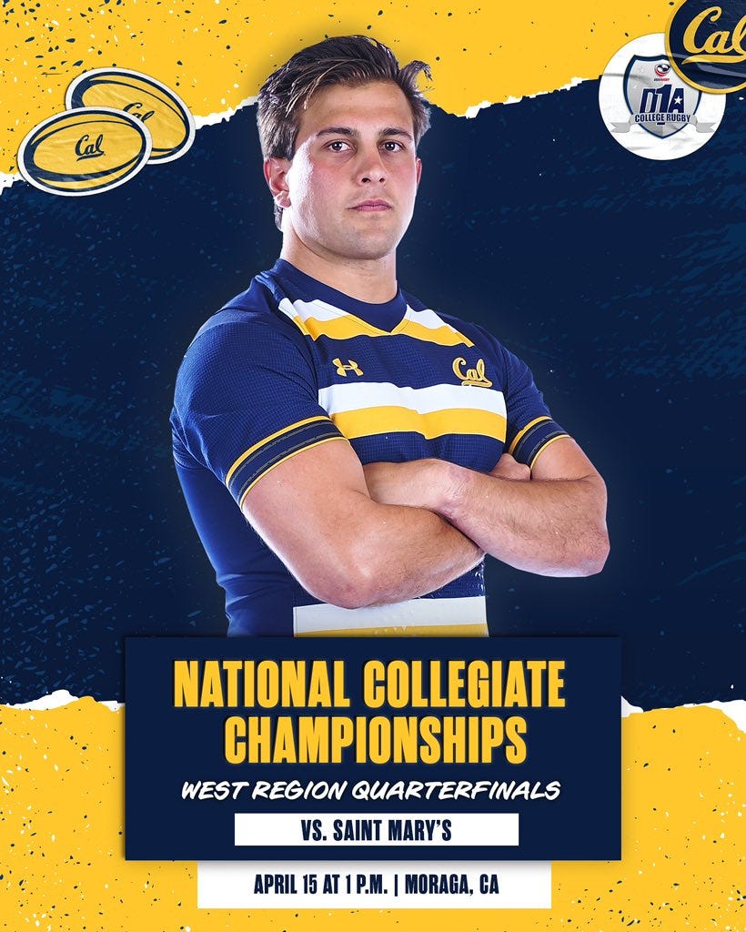 Cal in Postseason Rugby visits SMC on Saturday in D1A quarterfinals