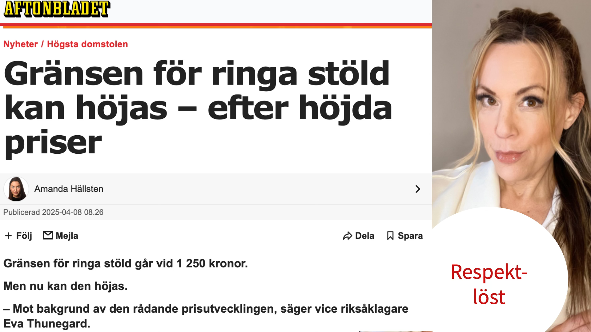 SÄNK i stället gränsen för snatteri – bestraffa småbrott