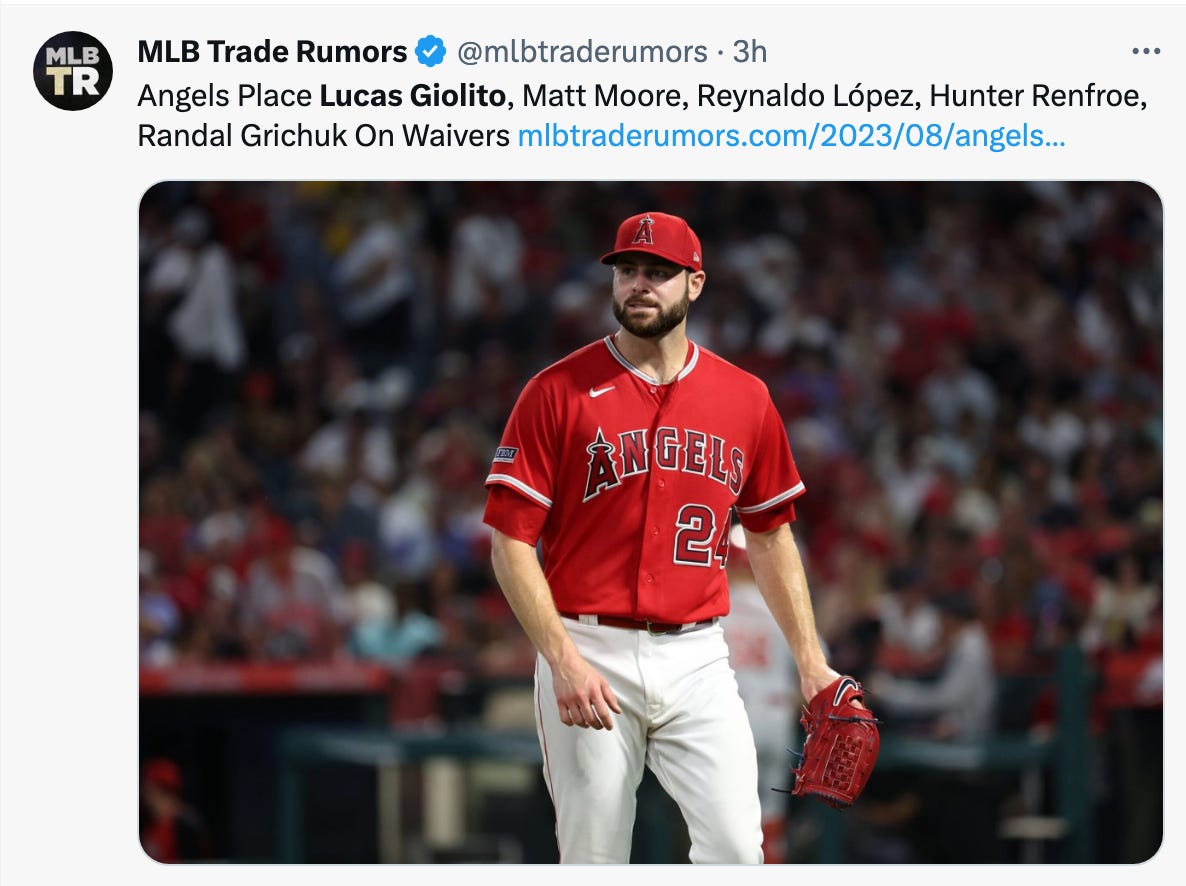 MLB Trade Deadline 2023: Los Angeles Angels acquire Randal Grichuk