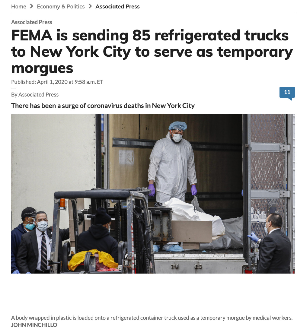 FEMA Records Confirm It Sent Refrigerated Trailers New York City in ...