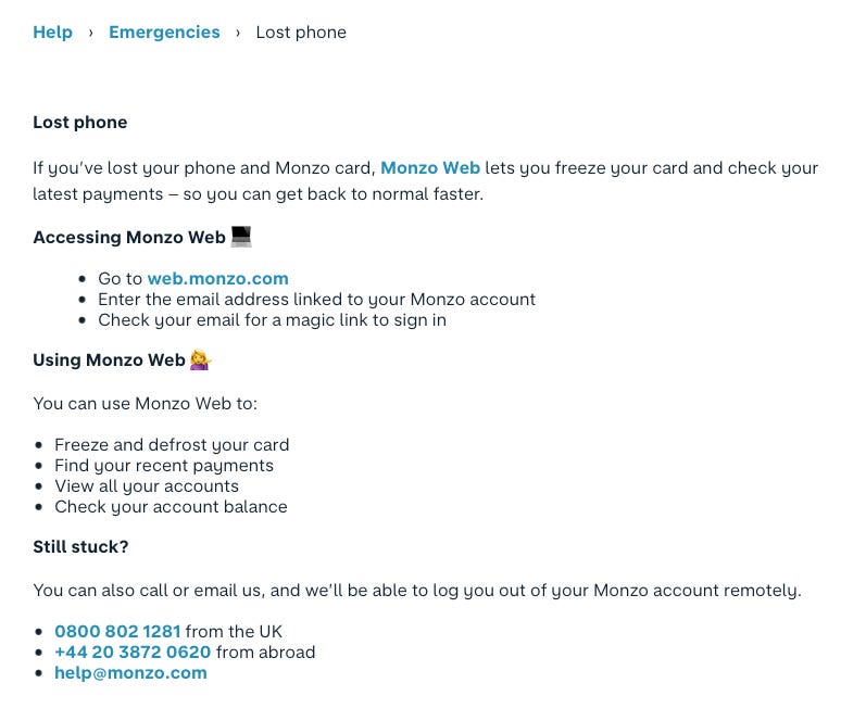Monzo's emergency support works—if you can access the app