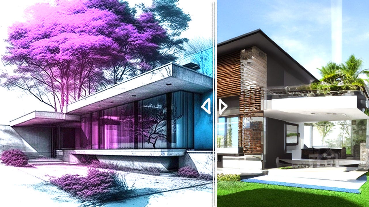 Premium Photo  Architectural project sketch. generative ai . modern  building sketch