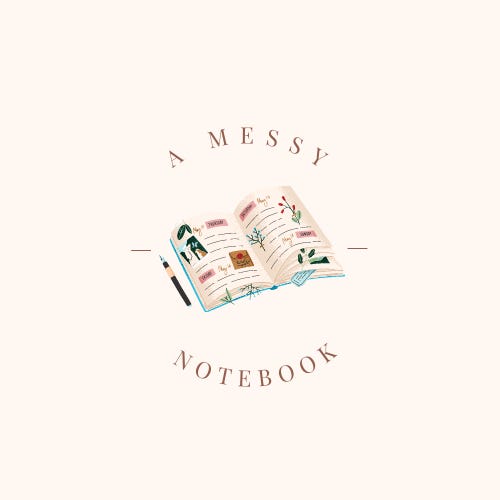 a messy notebook logo