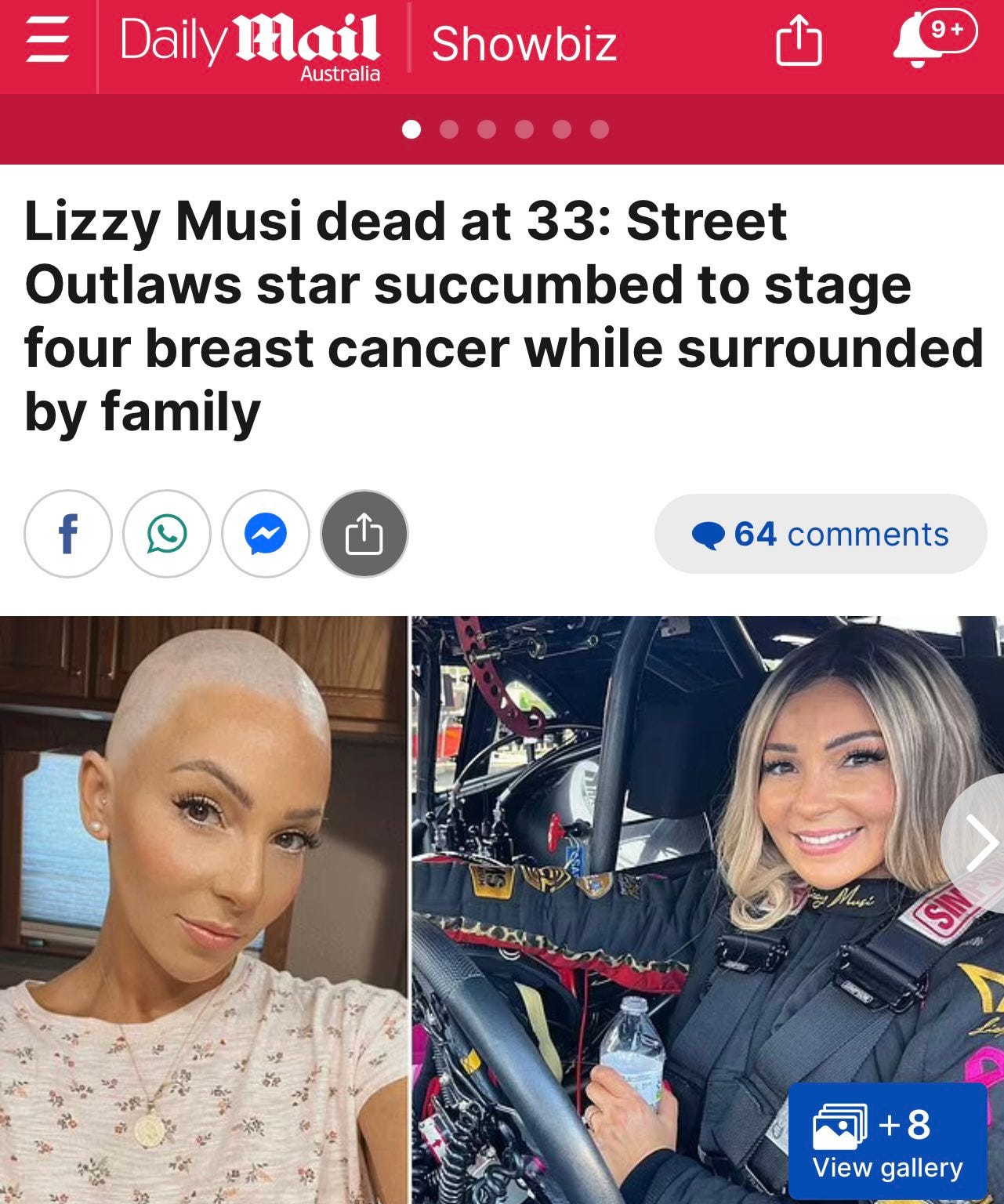 mRNA Injury Stories - 33 year old Drag Racer Lizzy Musi (Driver on Street  Outlaws) died from Stage 4 Triple Negative Breast Cancer on June 27, 2024.