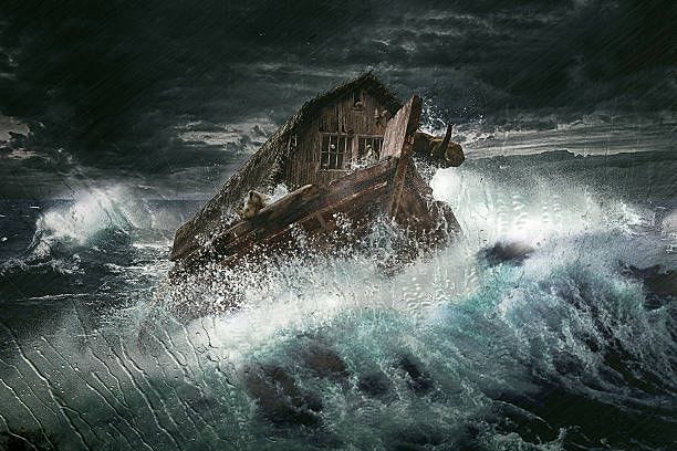 Noah's Ark Noah and his Ark full of animals during the flood noah ark stock pictures, royalty-free photos & images