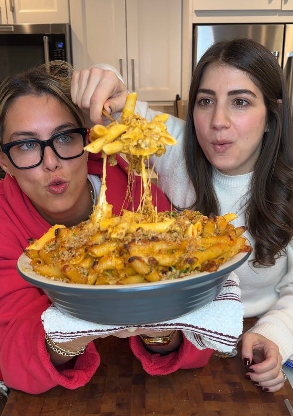 Cheesy Crispy Penne Vodka with Sausage