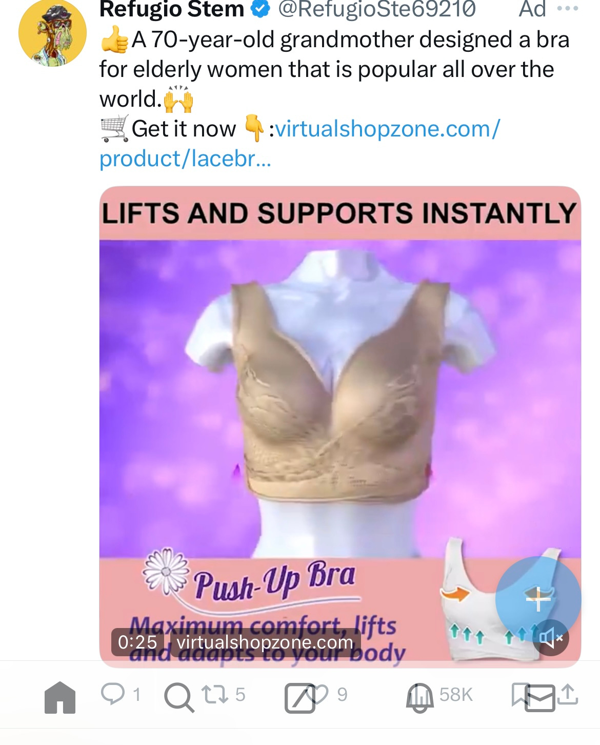 Ad I just saw on Twitter designed for small boobs. Most of the