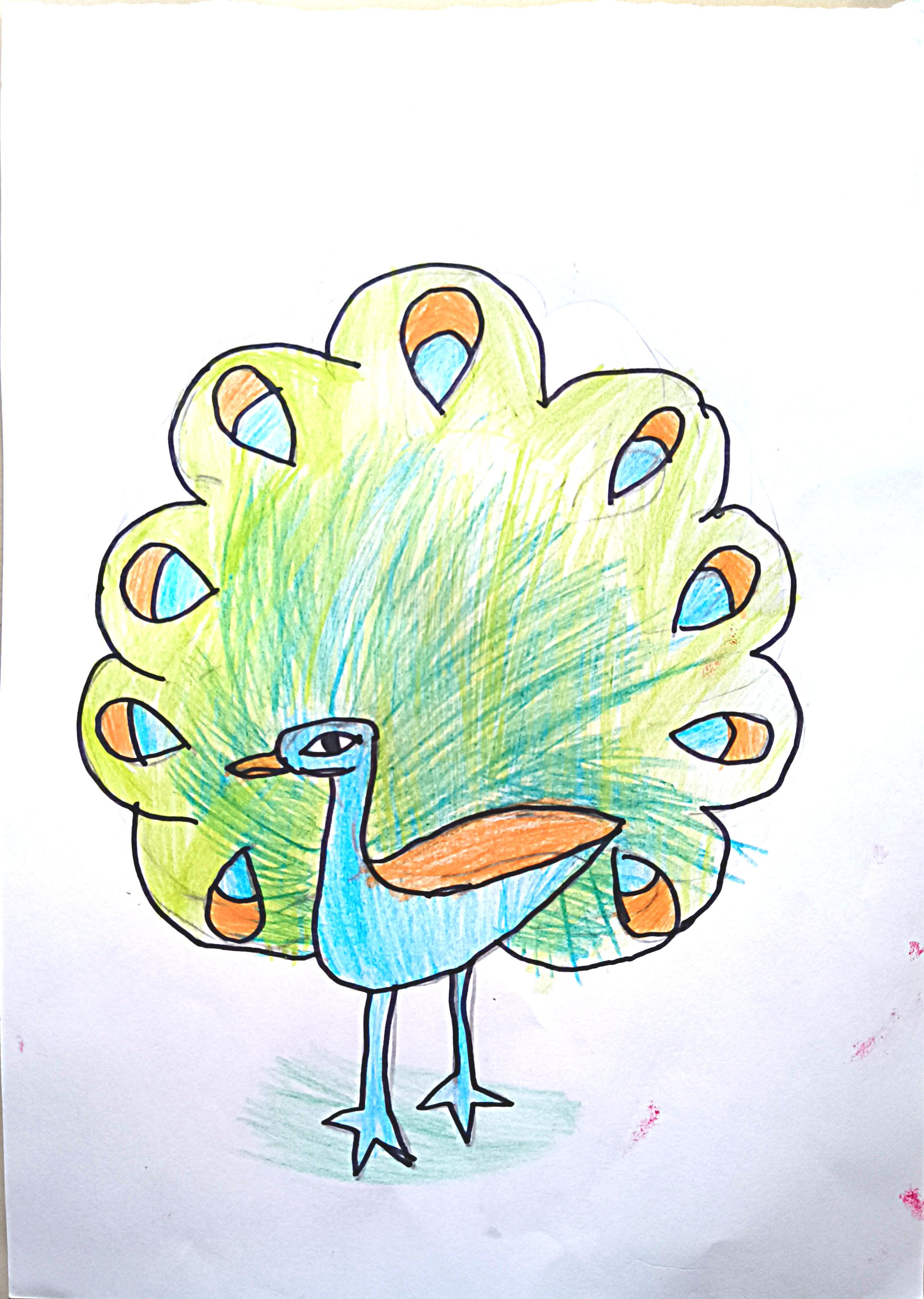There's a Dragon in my Art Room: Peacocks with shimmer and bling - grade 2