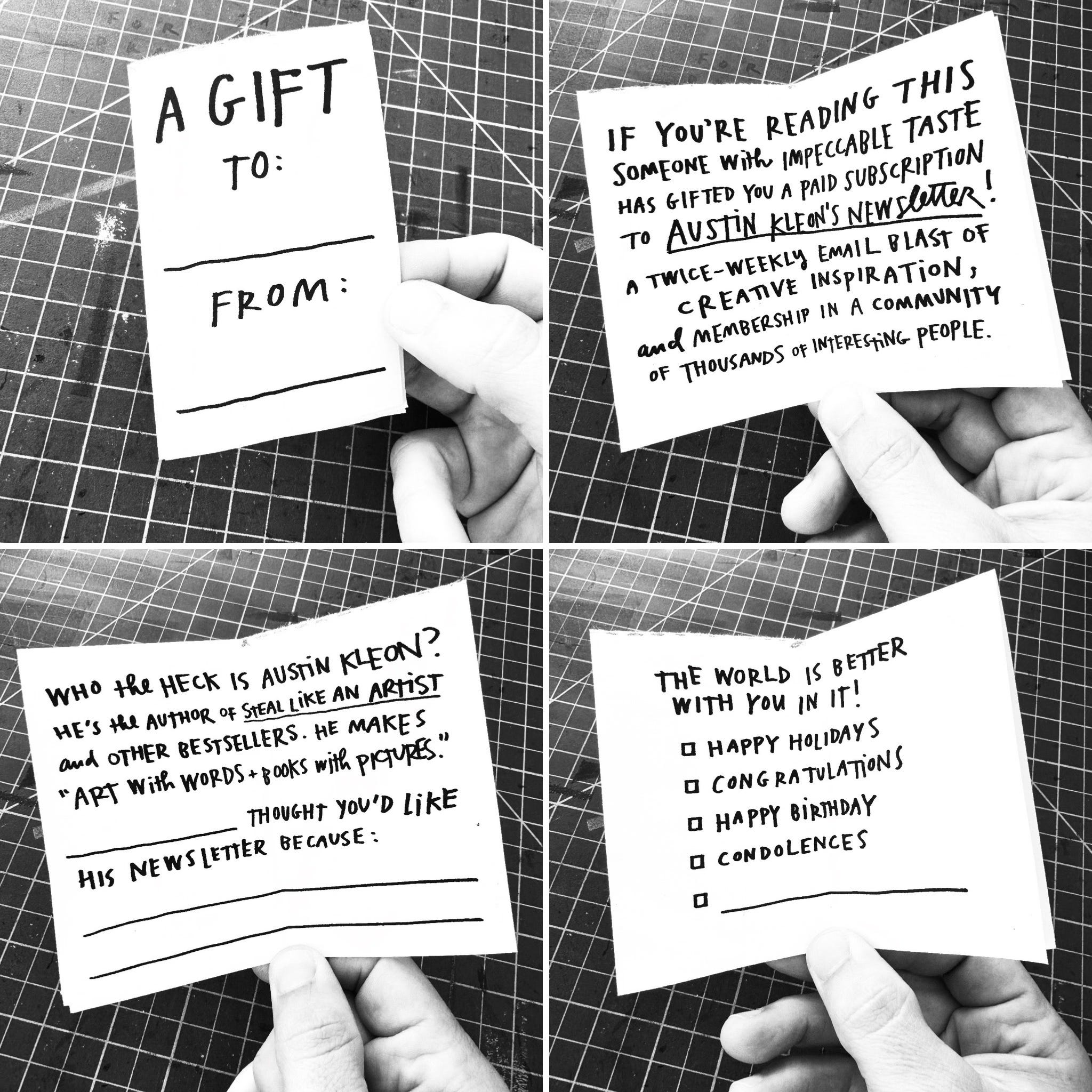 A zine for gift subscriptions