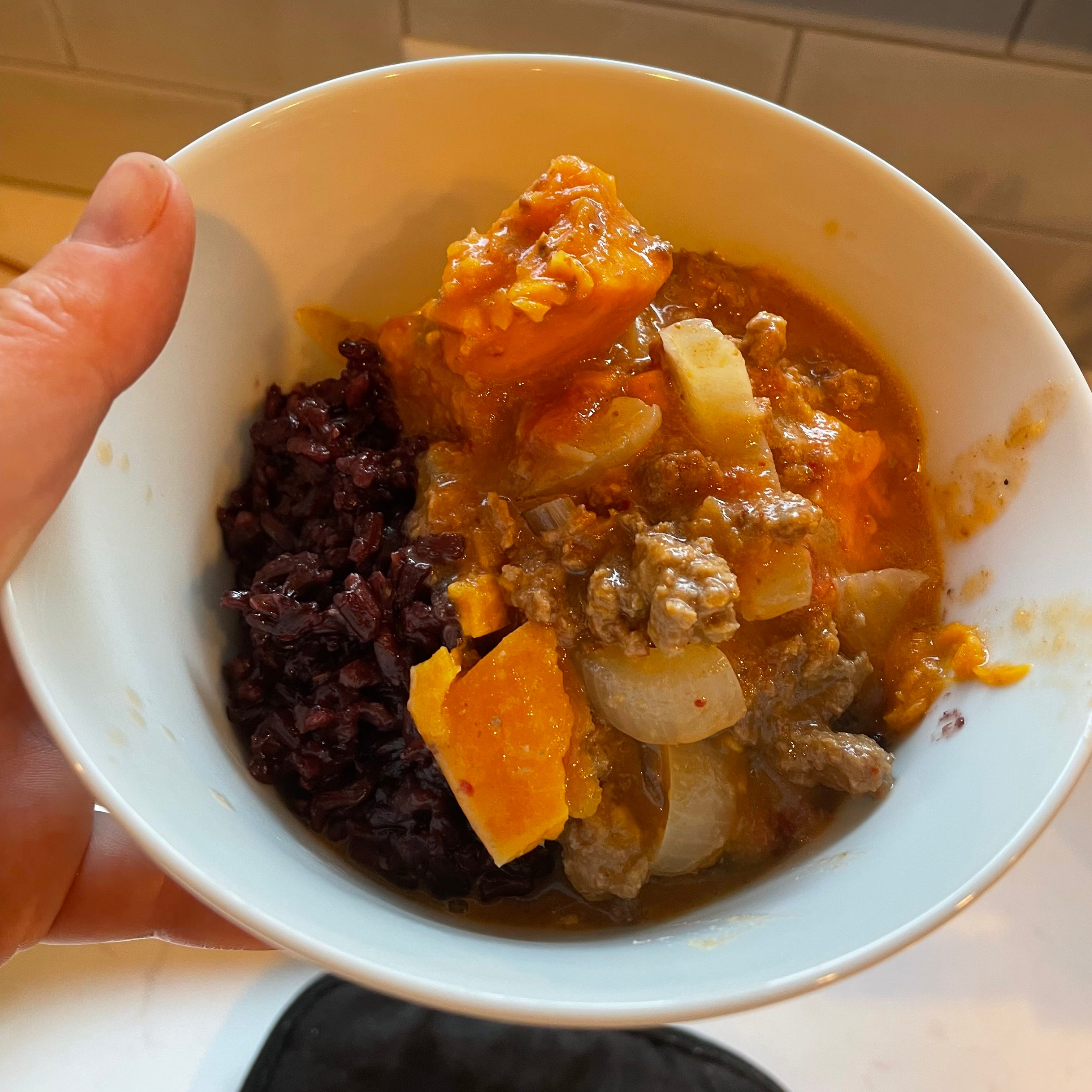 Toddler meatballs for the whole family; beef and sweet potato curry