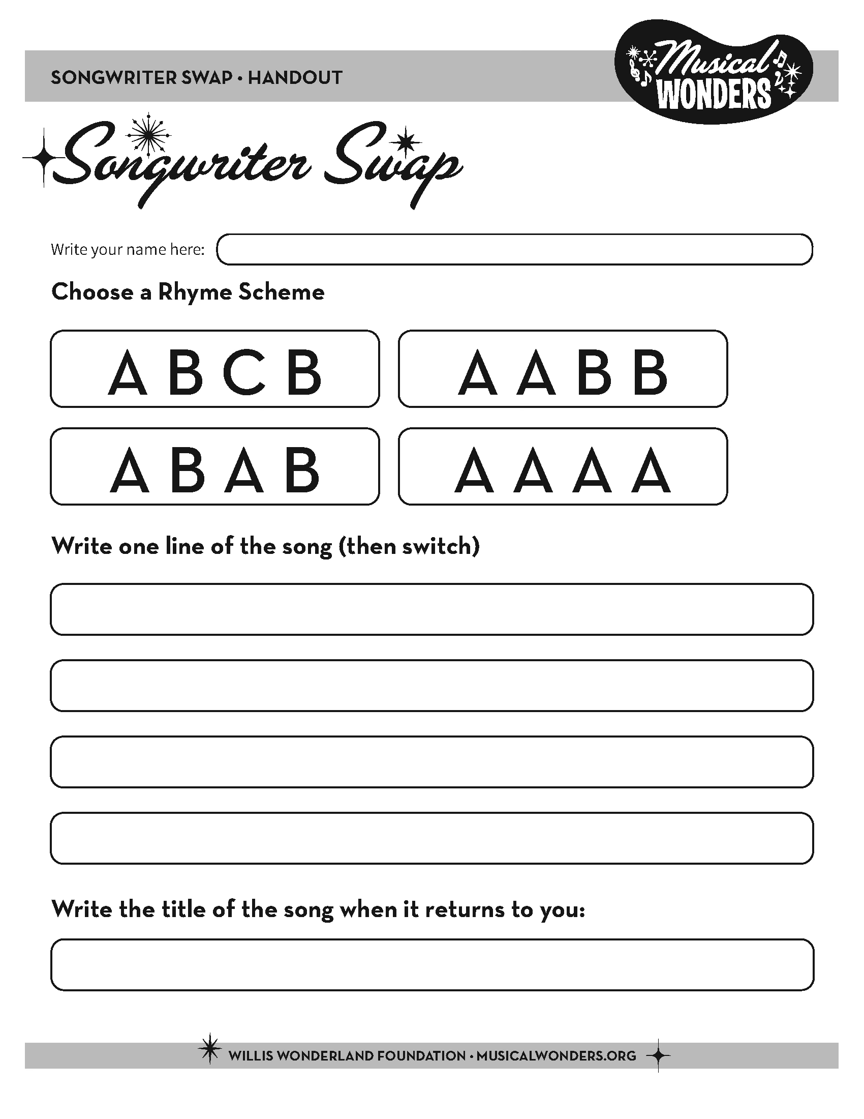 Preview image for Songwriter Swap