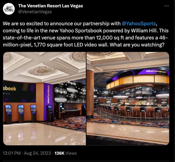 Yahoo Sportsbook Opens Up At The Venetian Resort Las Vegas