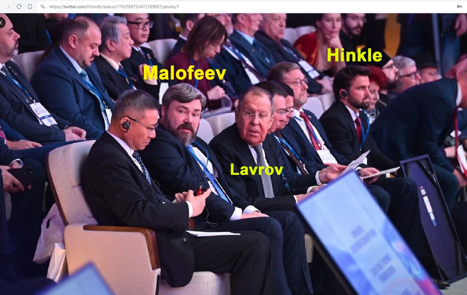 Konstantin Malofeev, Lavrov and Jackson Hinkle.