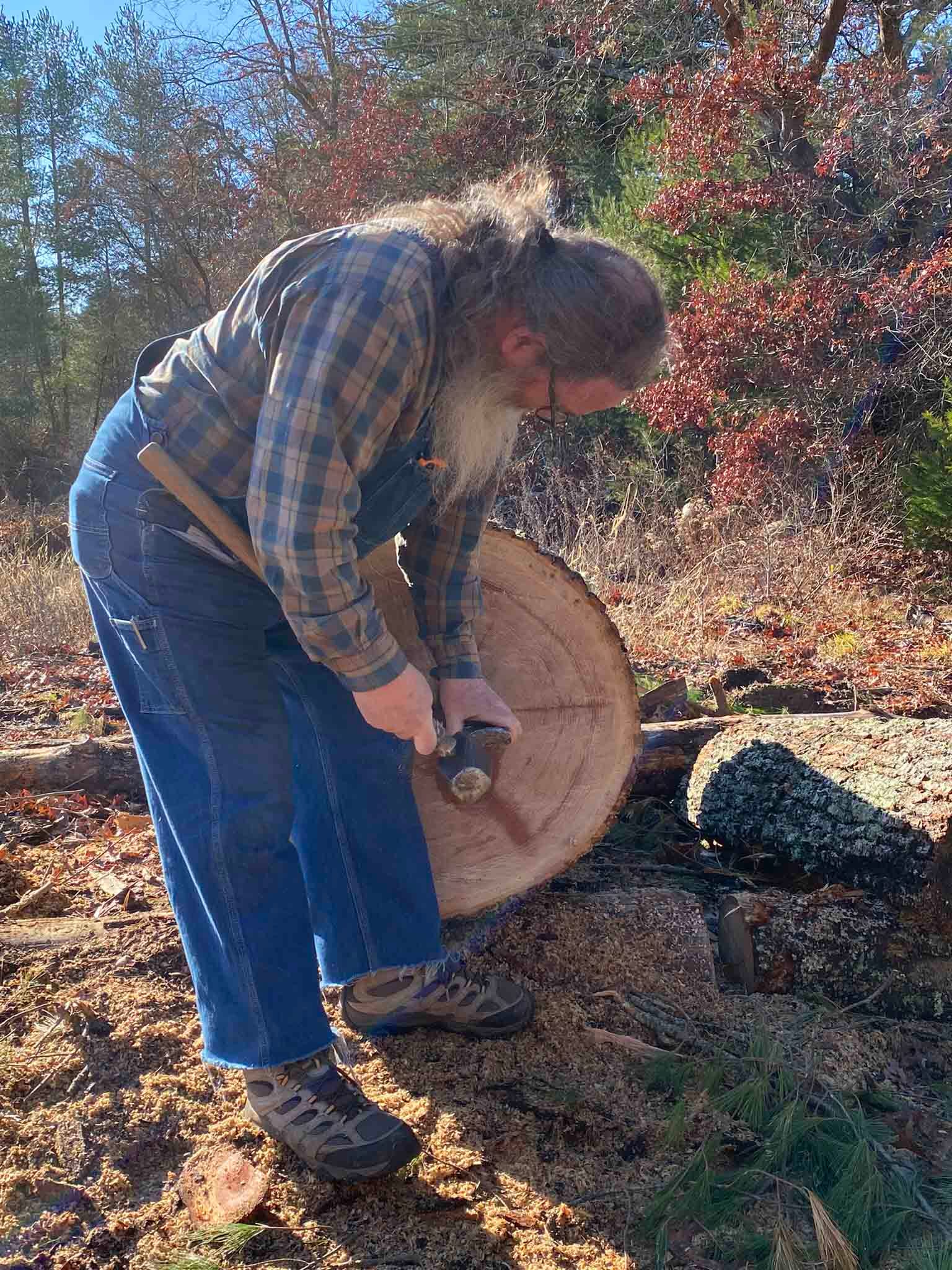 Working Up A New Oak Log - By Peter Follansbee