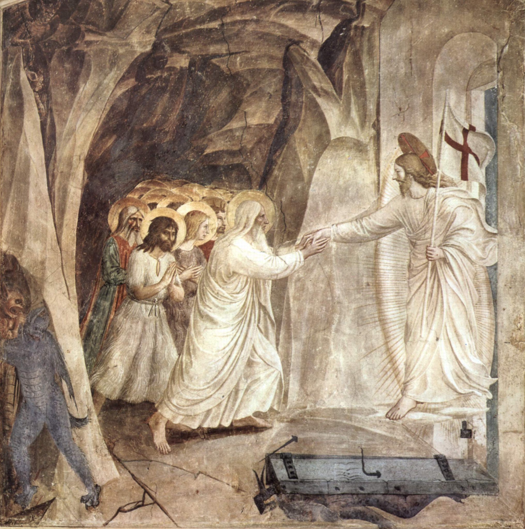Jesus Christ grants salvation to souls by the Harrowing of Hell by Fra Angelico