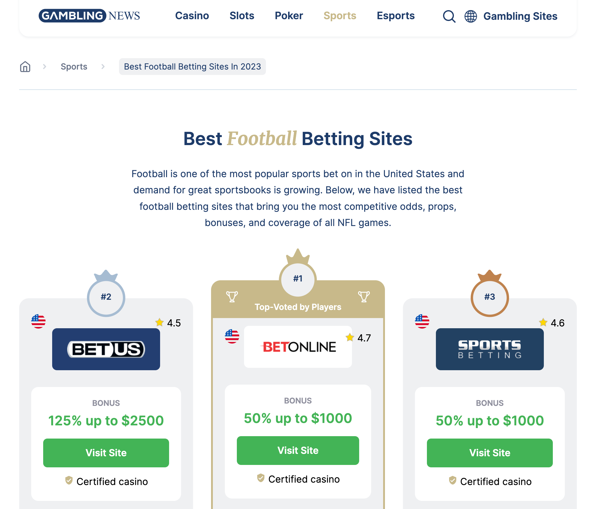 best football gambling sites