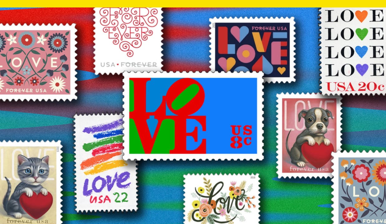 Vintage Love Stamps Backgrounds Graphic by Graphic Studio · Creative Fabrica