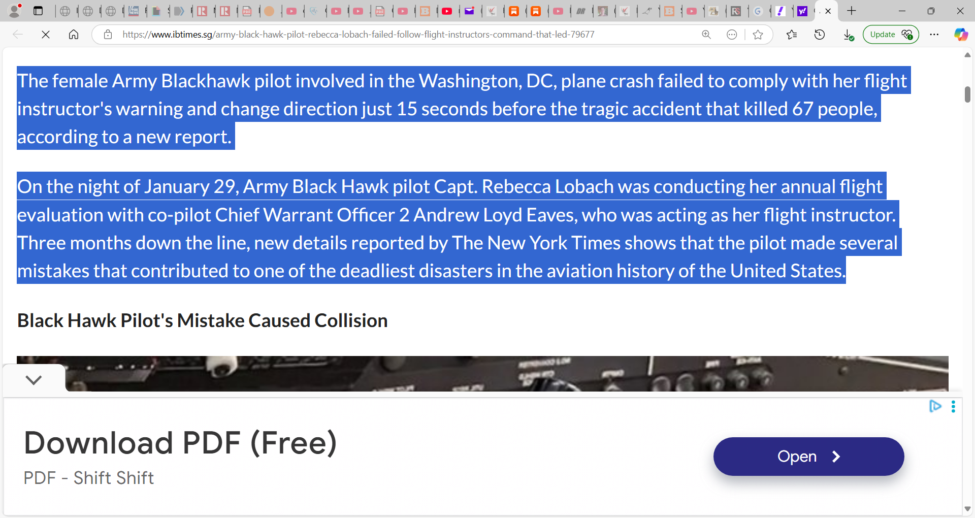 The pilot of the military black hawk helicopter (Capt. Rebecca Lobach