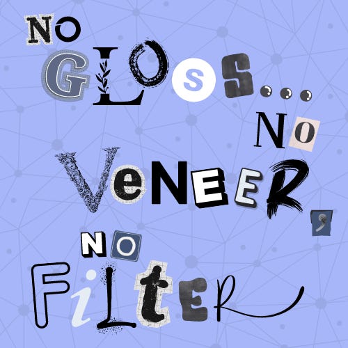 Artwork for No Gloss... No Veneer, No Filter from the Internet of Words