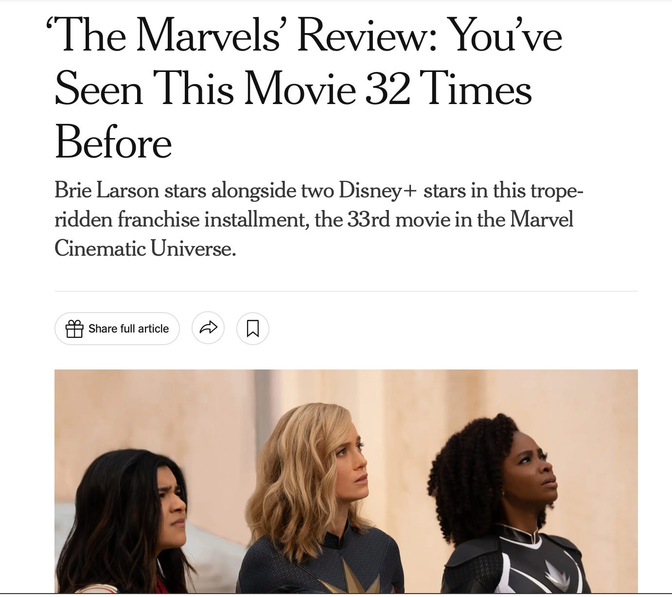 The Marvels' Review: You've Seen This Movie 32 Times Before - The New York  Times