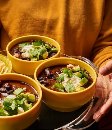 Black Bean Soup with Topper Whoppers