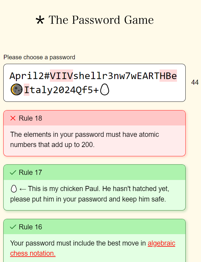 Password Game Rule 16: Best Move in Algebraic Chess Notation