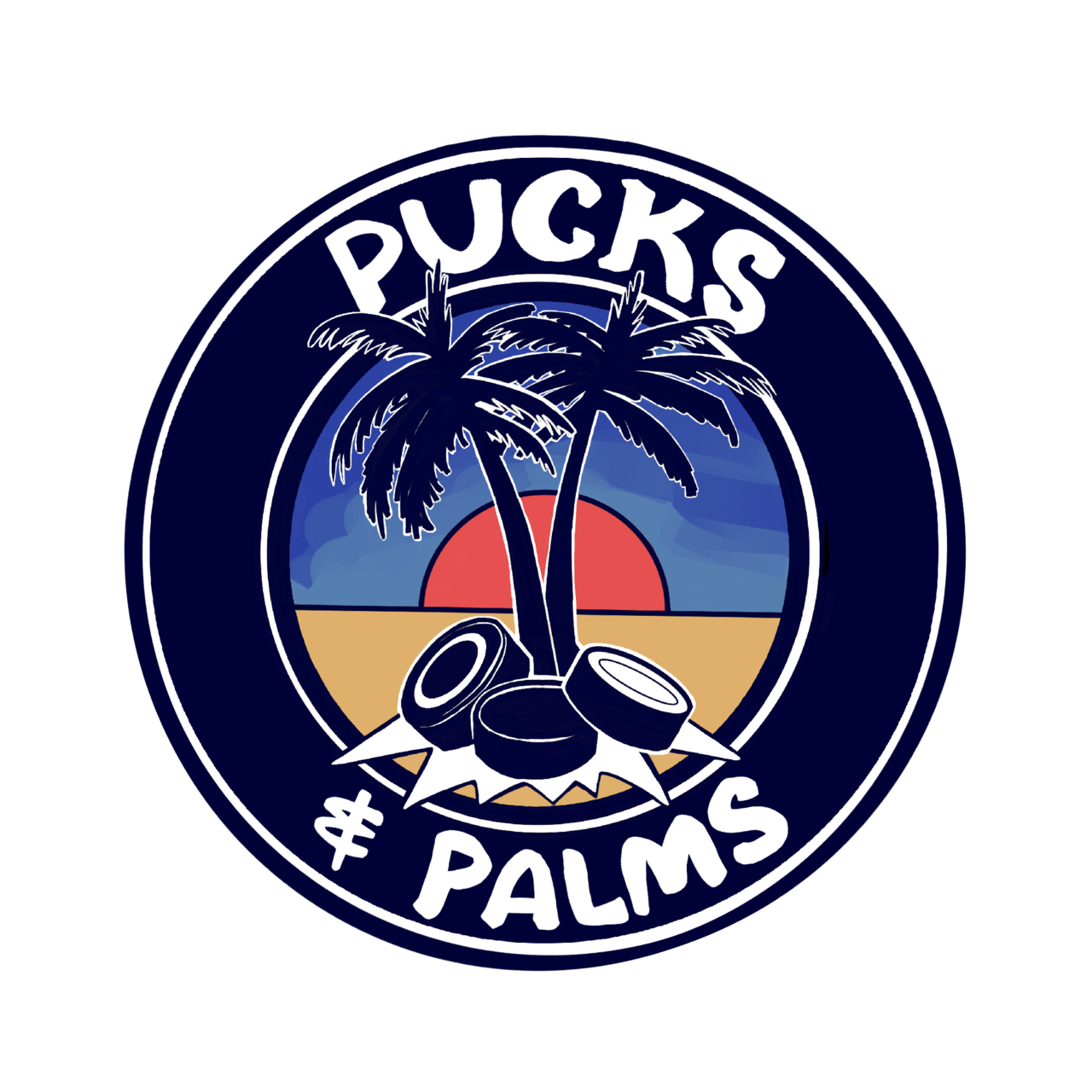 Pucks and Palms logo