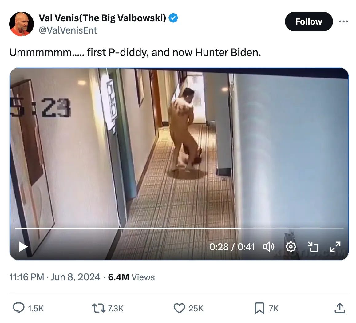 Video of nude man dragging woman down hotel corridor is not Hunter Biden