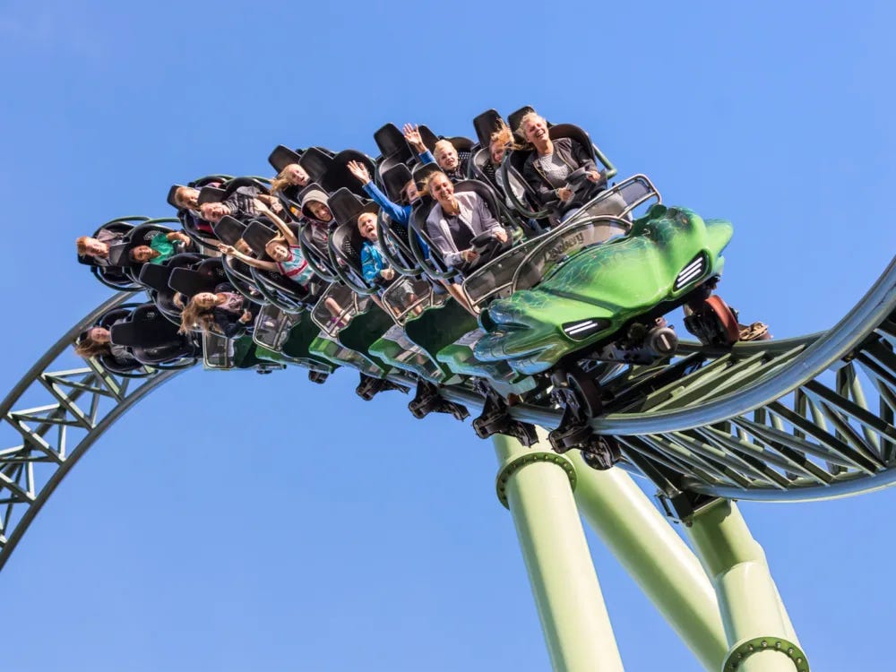 Our love affair with roller coasters. - by Mike H. Mizrahi