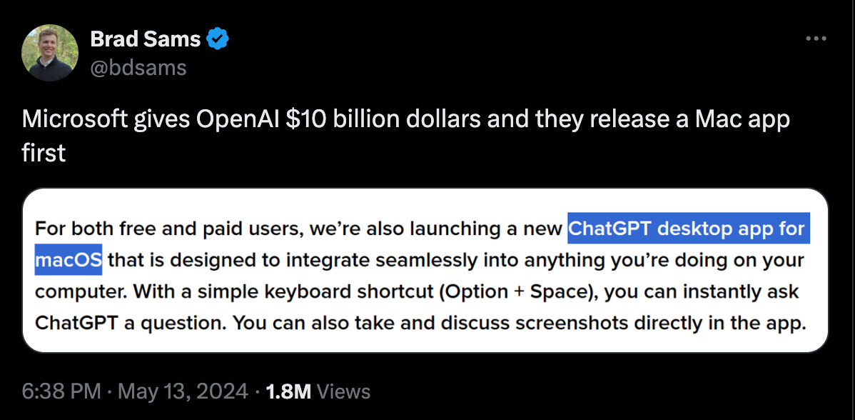 Why OpenAI released a macOS ChatGPT app instead of Windows