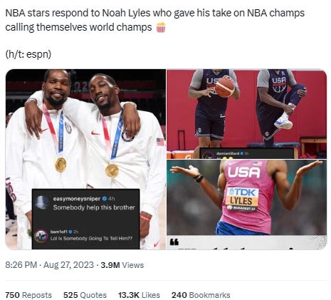 Noah Lyles's comments about 'world champions' spark backlash from