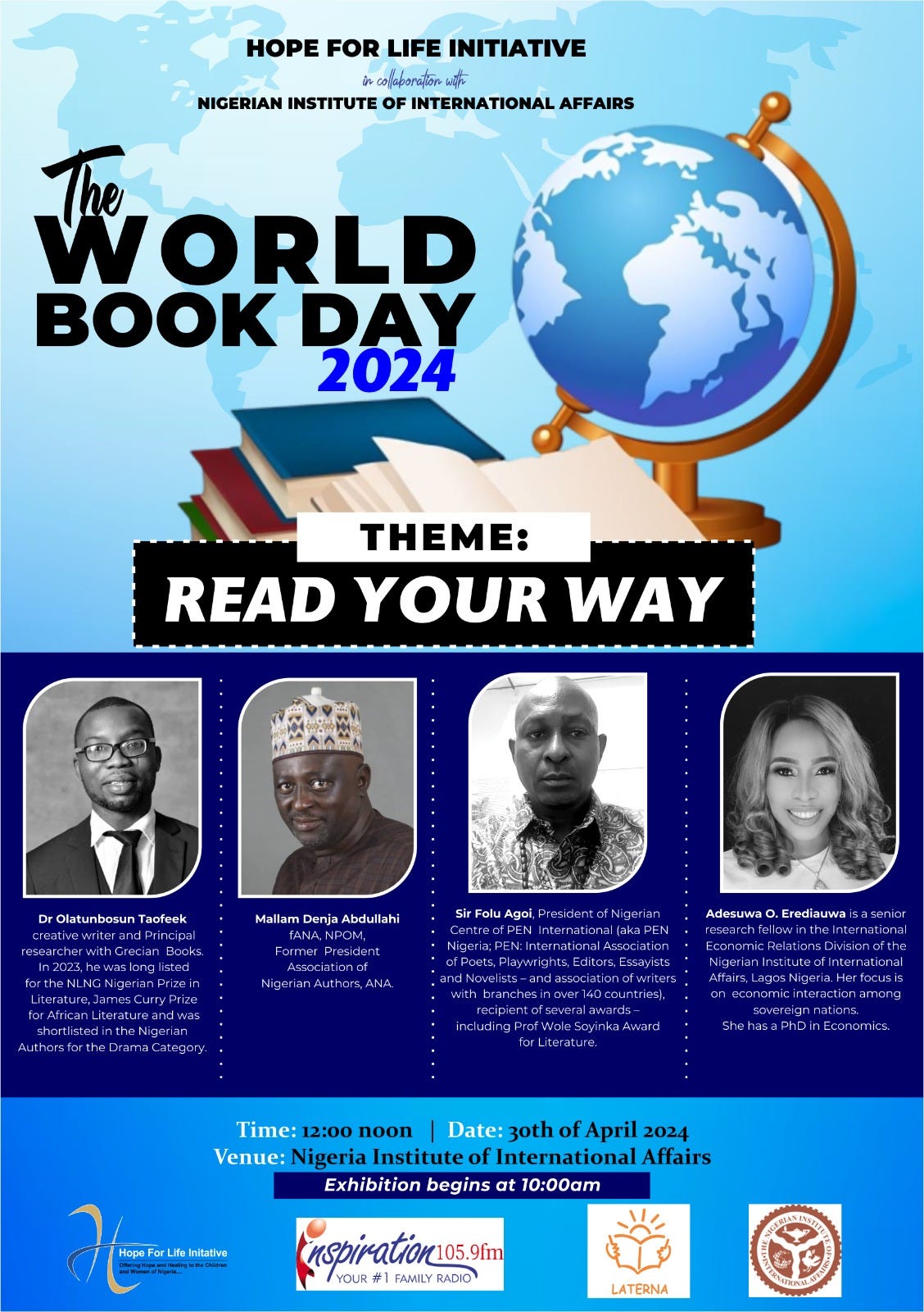 Olatunbosun, Denja, Agoi, Erediauwa to Headline 2024 World Book Day
