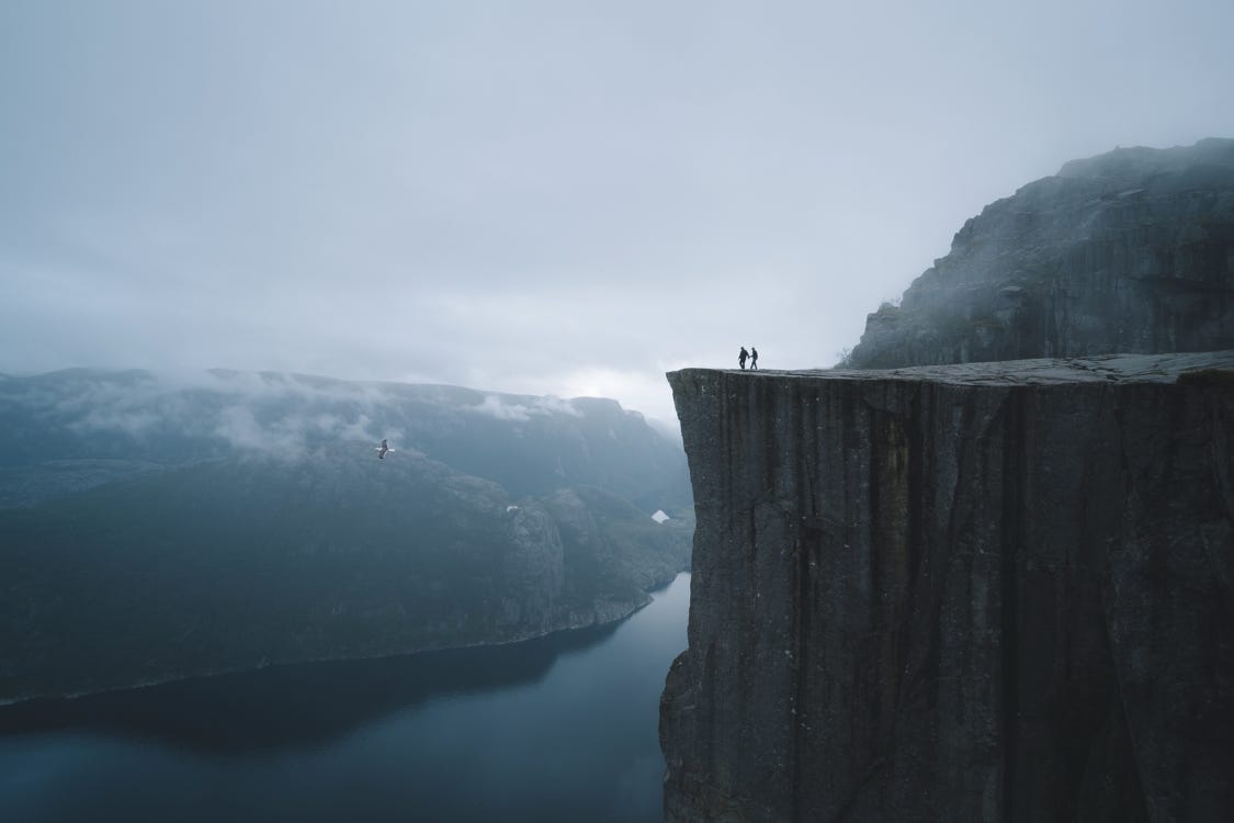 Evocative background of Pulpit Rock, Norway for storytelling and healing
