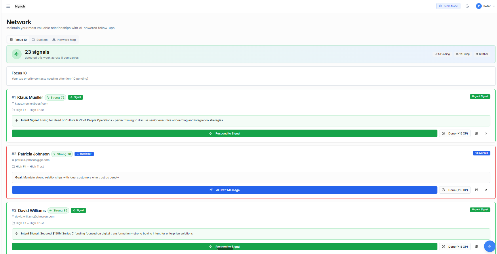 Intent Signals dashboard