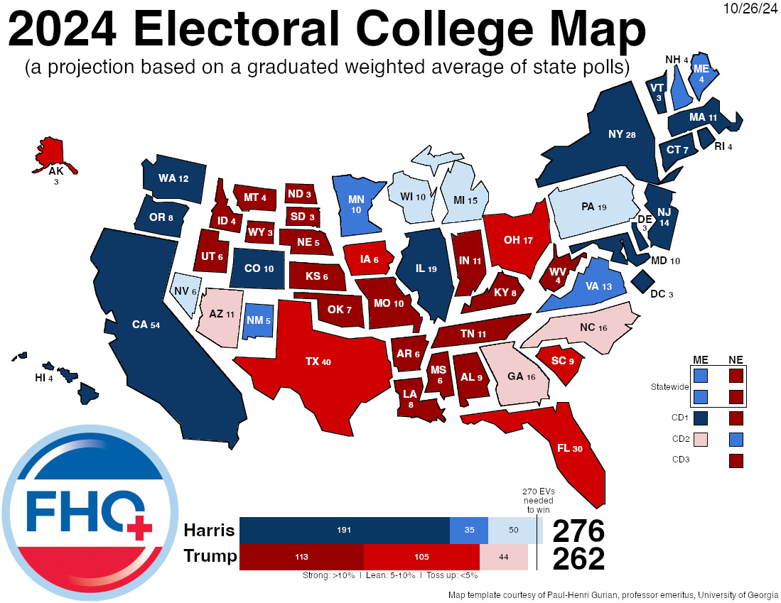 The FHQ+ Electoral College Map (10/26/24) by Josh Putnam