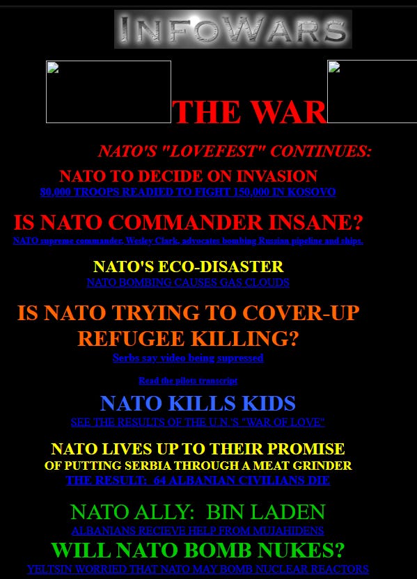 InfoWars was anti-NATO since at least 1999.