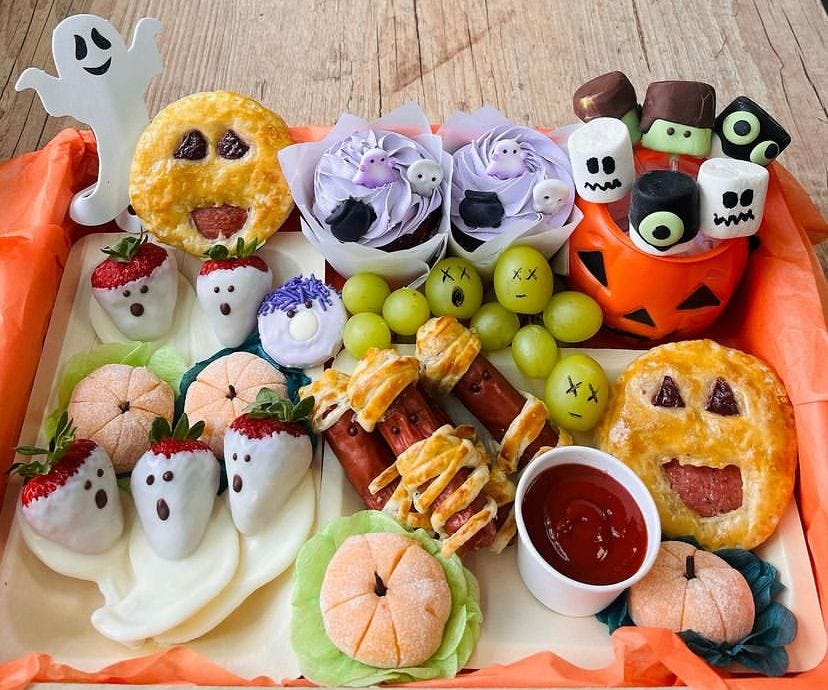 cesta de abóbora de doces ou travessuras assustadoras de halloween