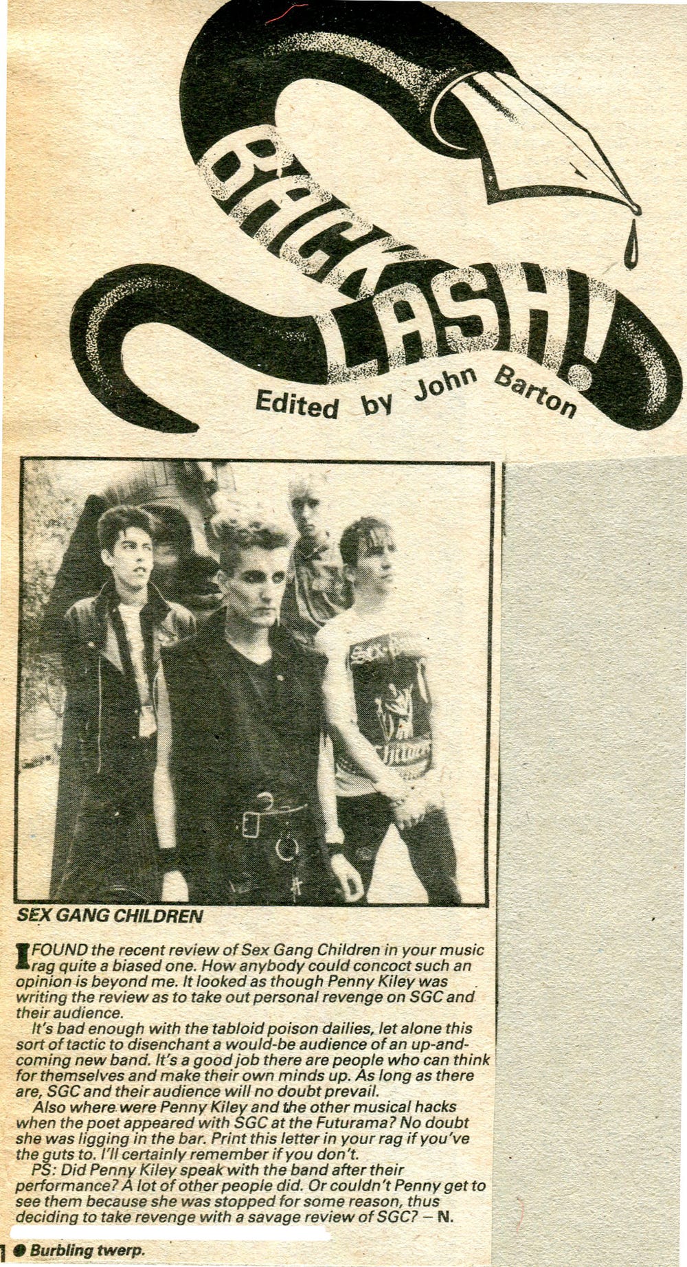 Sex Gang Children, November 1982