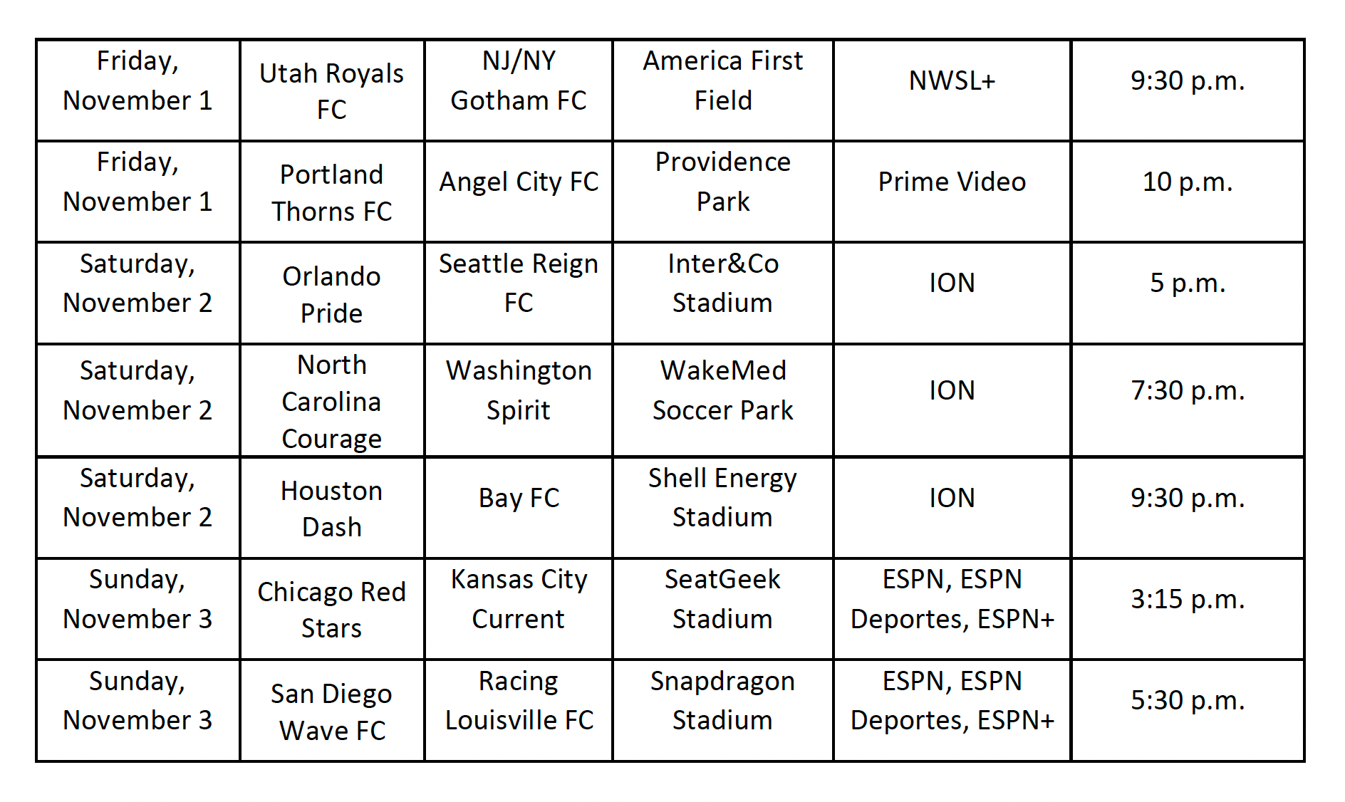 Nwsl Schedule Printable