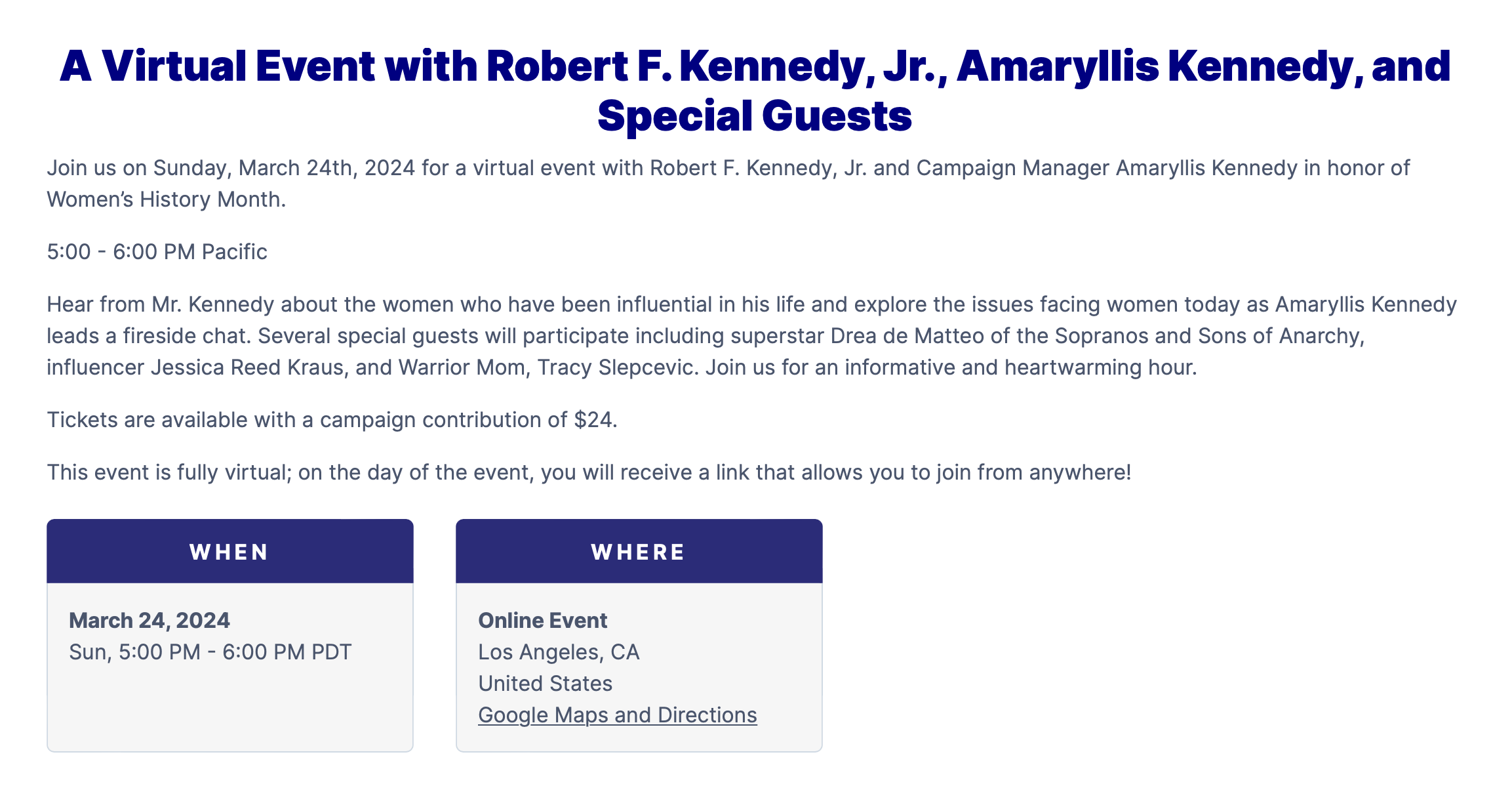 Issues Impacting Women: A Virtual Conversation with RFK Jr, Amaryllis Fox  Kennedy, Drea de Matteo, Tracy Slepcevic, and Yours Truly