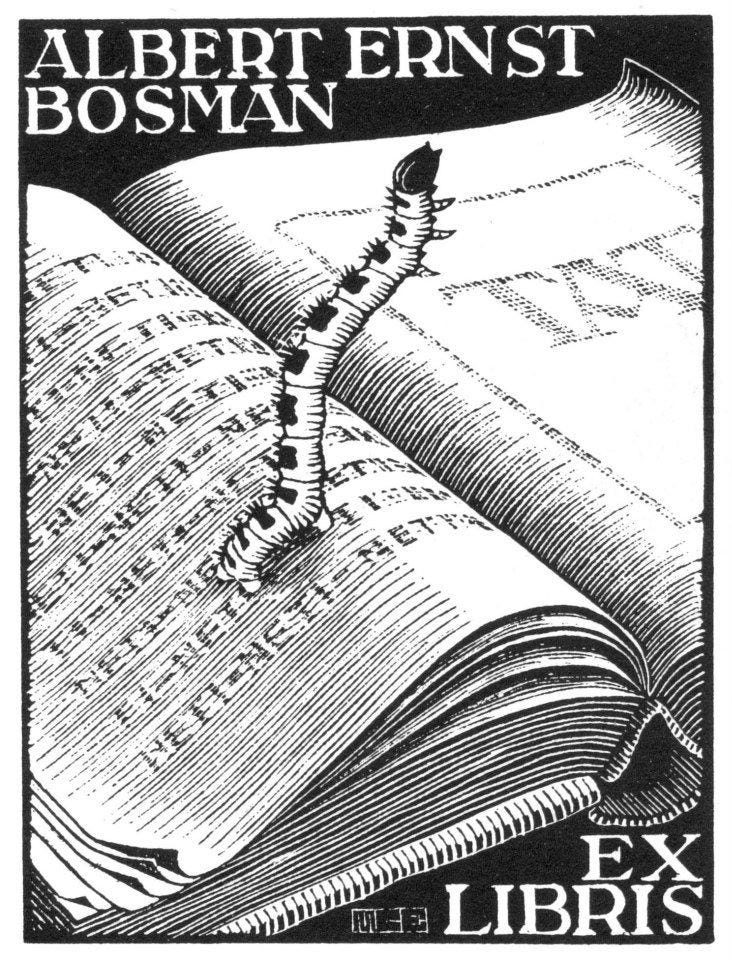 M. C. Escher, ex libris Bosman [Bookworm] (ca. 1946), Available for Sale