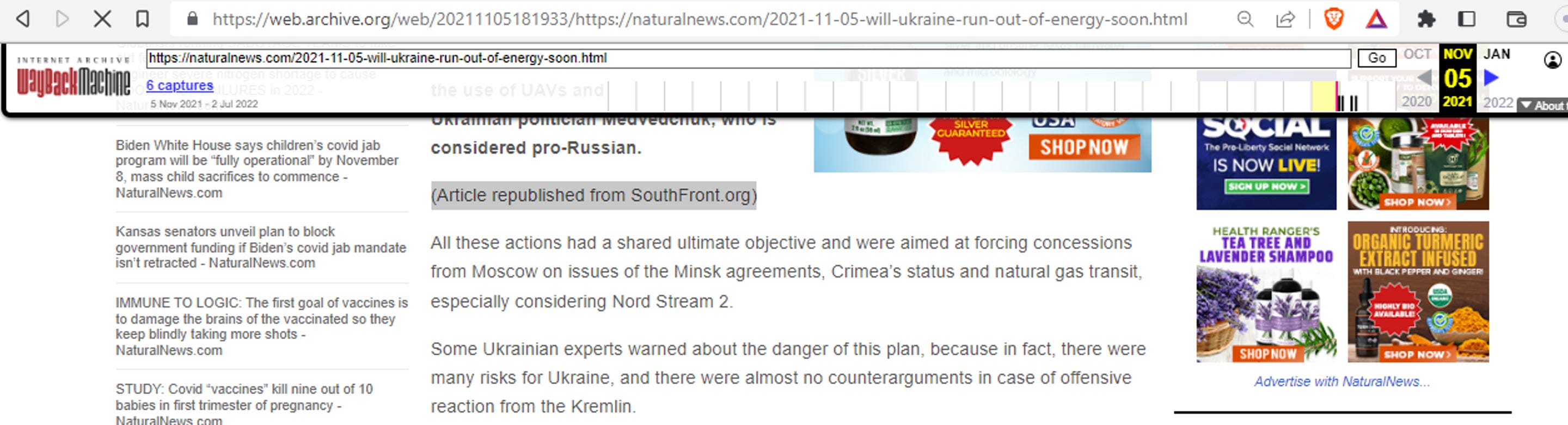 Russian Federal Security service tasked SouthFront Featured on Mike Adams's Natural News